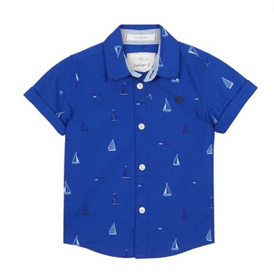 Boys' blue boat print shirt